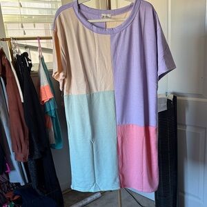 BiBi Pastel Colorblock Tunic in Lavender, Pink & Mint